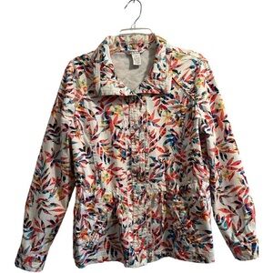 Drapers & Damons Windbreaker Jacket, Multicolored Leaves, Lightweight, Medium